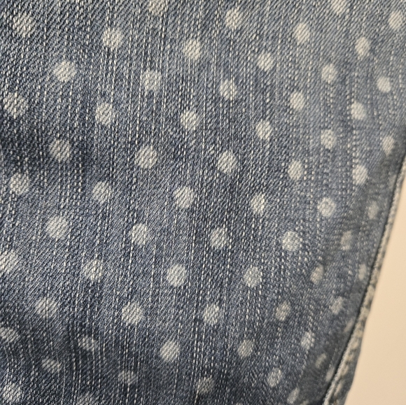 TALULA ARITZIA Blue Denim Button Up Vest With Faded Polka Dots. Size Small - Picture 9 of 16